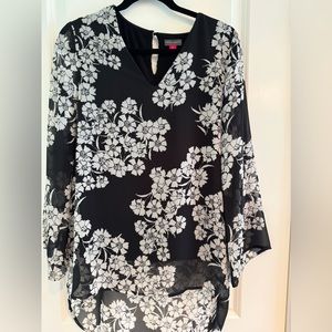 Vince Camuto black and white floral blouse.